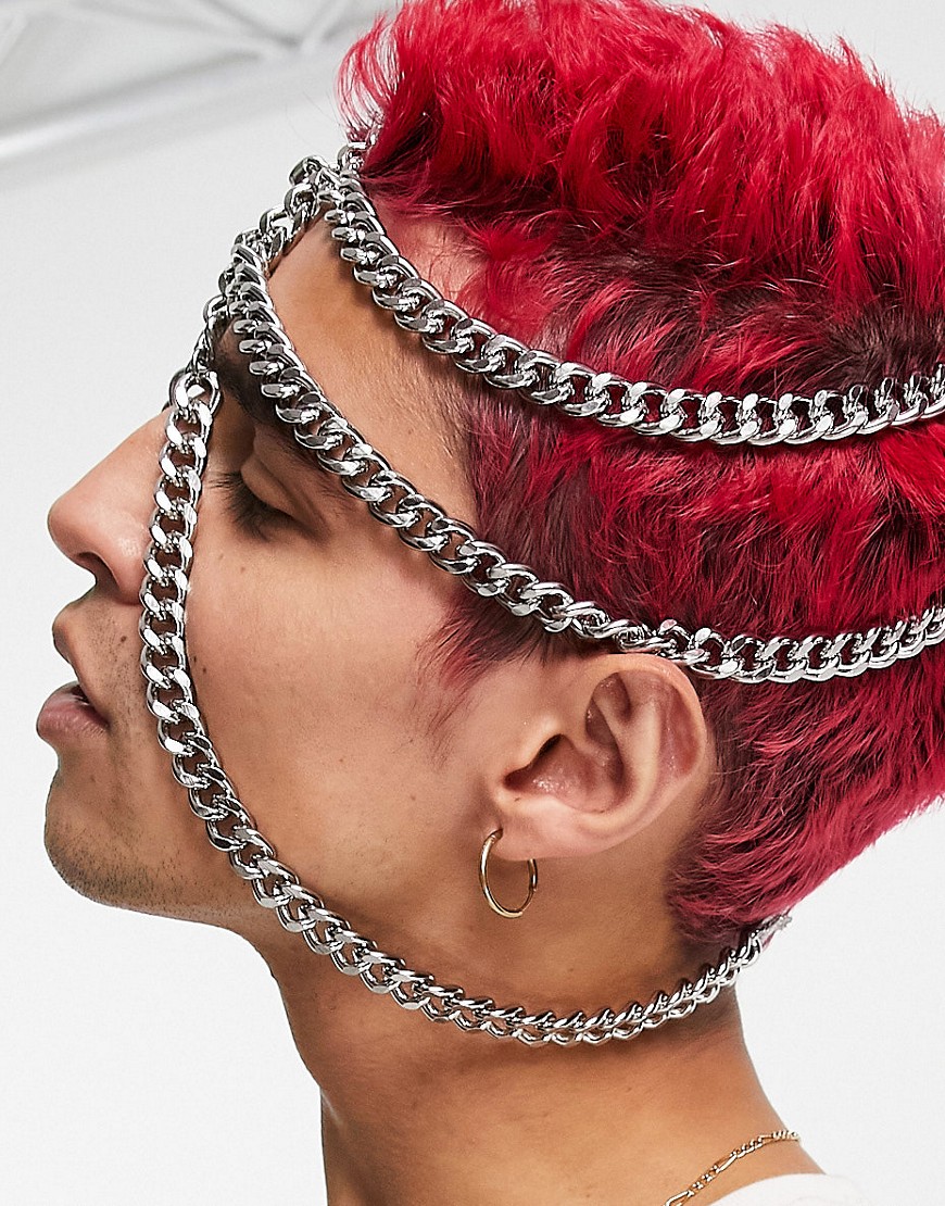 фото Серебристое украшение на голову с цепочками asos design-серебряный