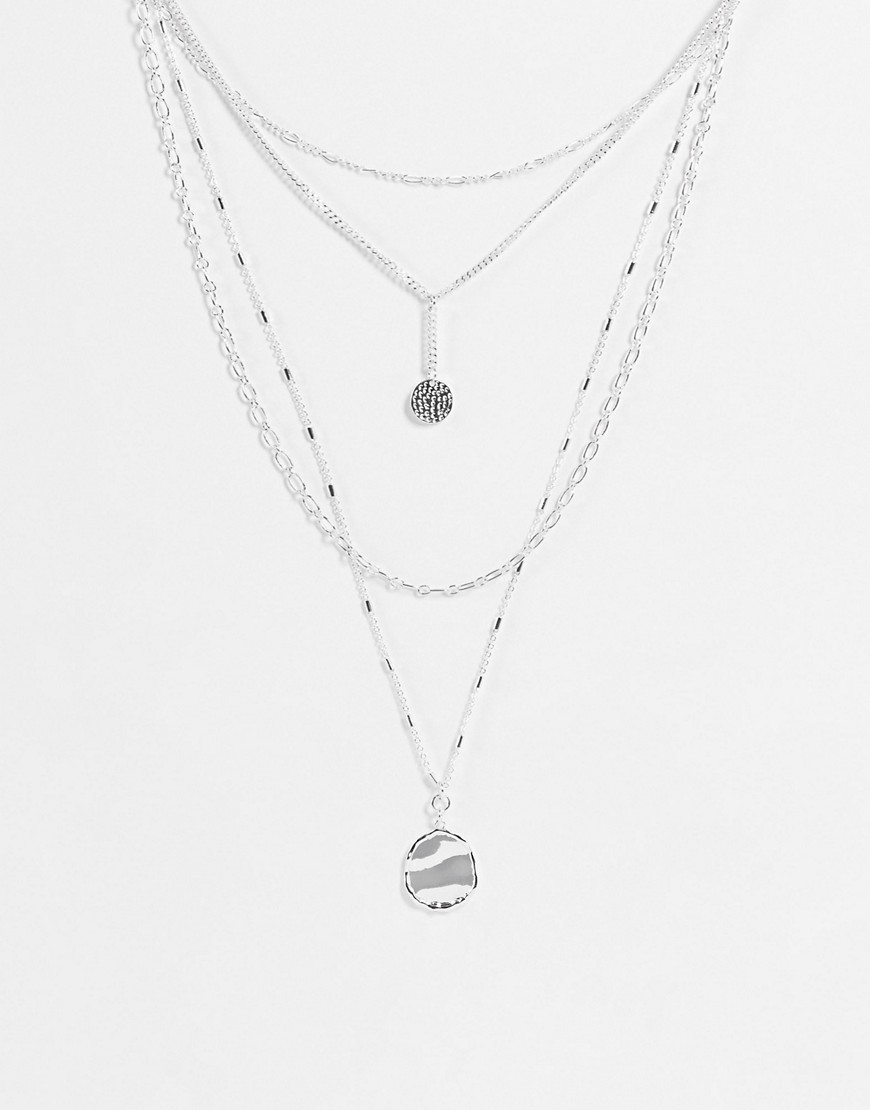  Серебристое ярусное ожерелье-цепочка Accessorize-Серебряный