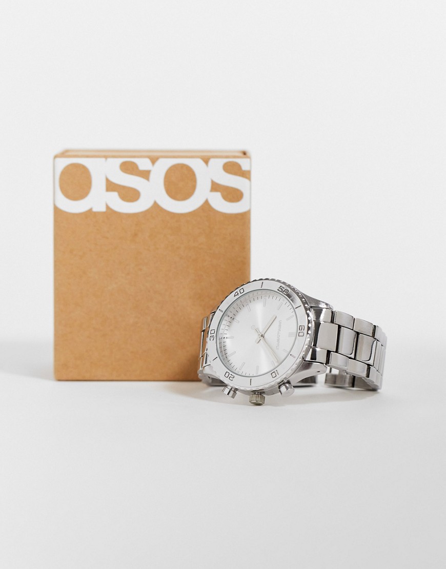 фото Серебристые часы-браслет с цифрами на корпусе asos design-серебряный