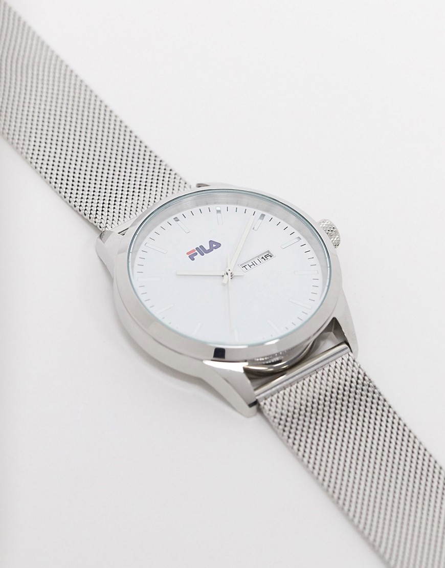 фото Серебристые часы с белым циферблатом fila-серебряный
