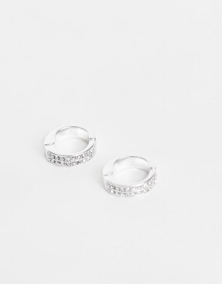 Серебристые ложные серьги-кольца со стразами ASOS DESIGN-Серебряный