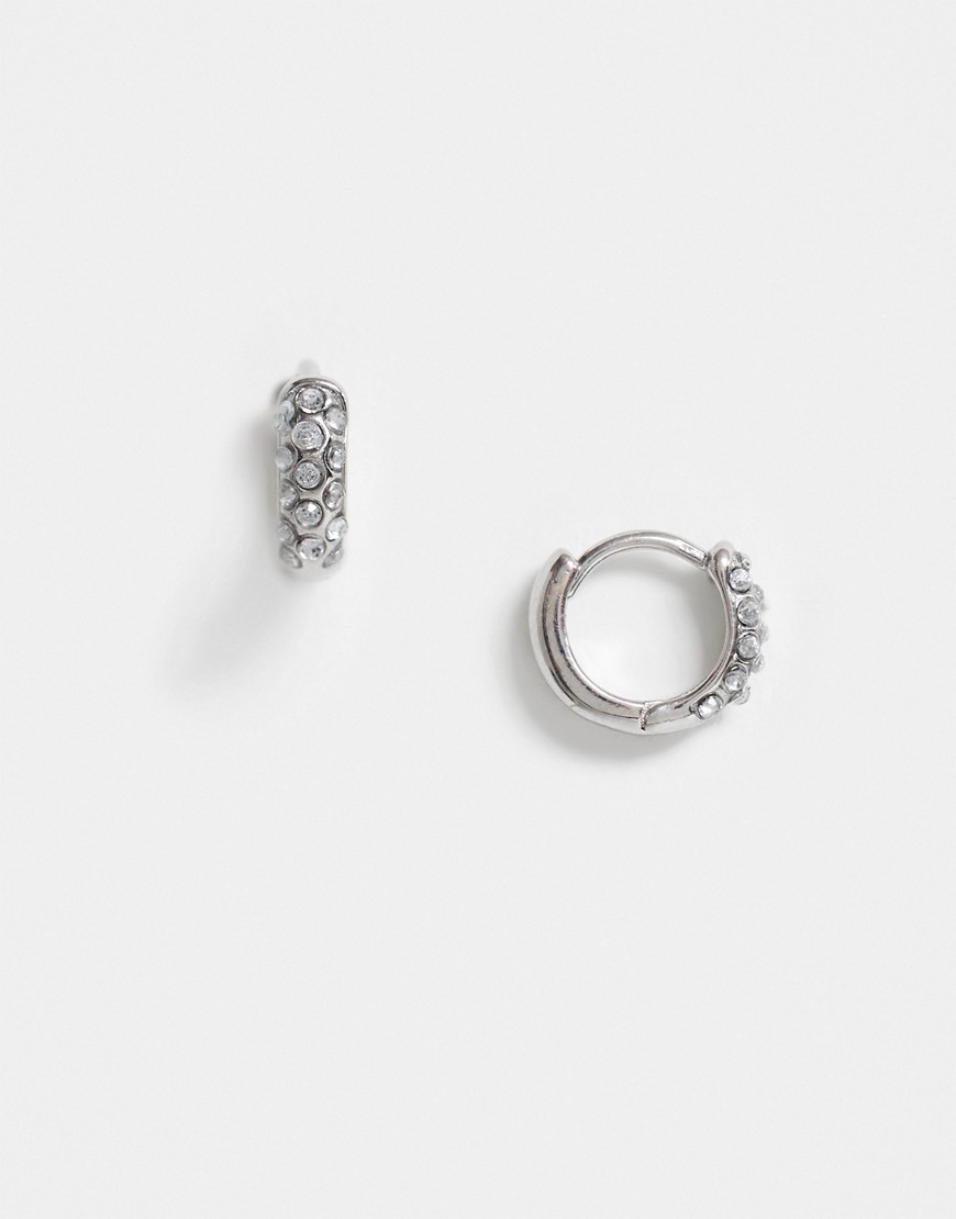 фото Серебристые миниатюрные серьги-кольца с кристаллами asos design-серебряный