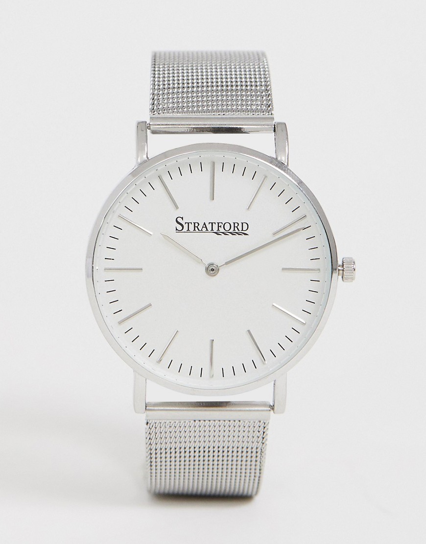 фото Серебристые мужские часы с сетчатым браслетом stratford-серебряный
