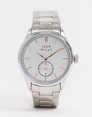 фото Серебристые наручные часы с черным циферблатом jack wills-серебряный