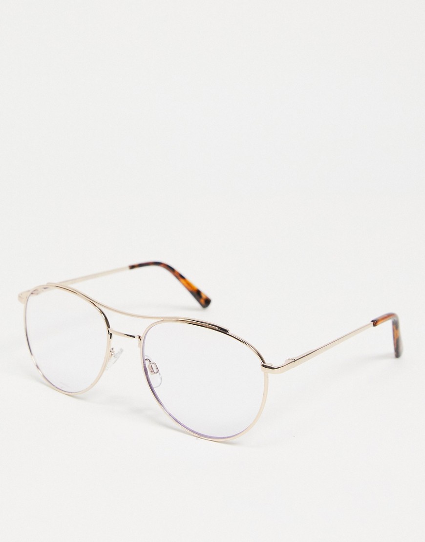 фото Серебристые очки-авиаторы со светло-голубыми стеклами vero moda-золотистый