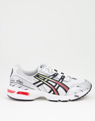 фото Серебристые с красным кроссовки asics gel-1090-серебряный