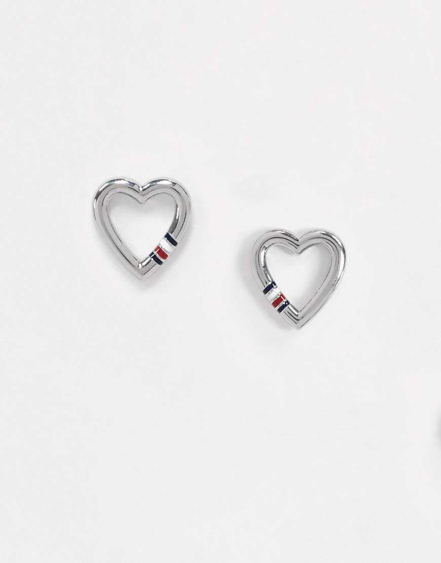 фото Серебристые серьги-гвоздики в форме сердца tommy hilfiger-серебряный