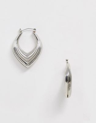фото Серебристые серьги-кольца с абстрактным дизайном sacred hawk-серебряный