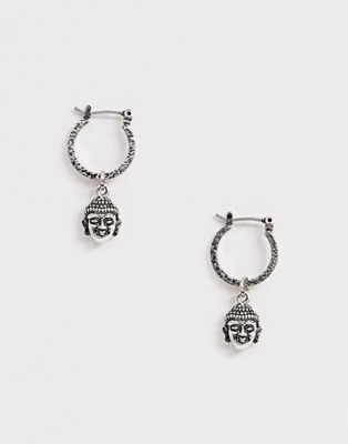 фото Серебристые серьги-кольца с буддой asos design-серебряный