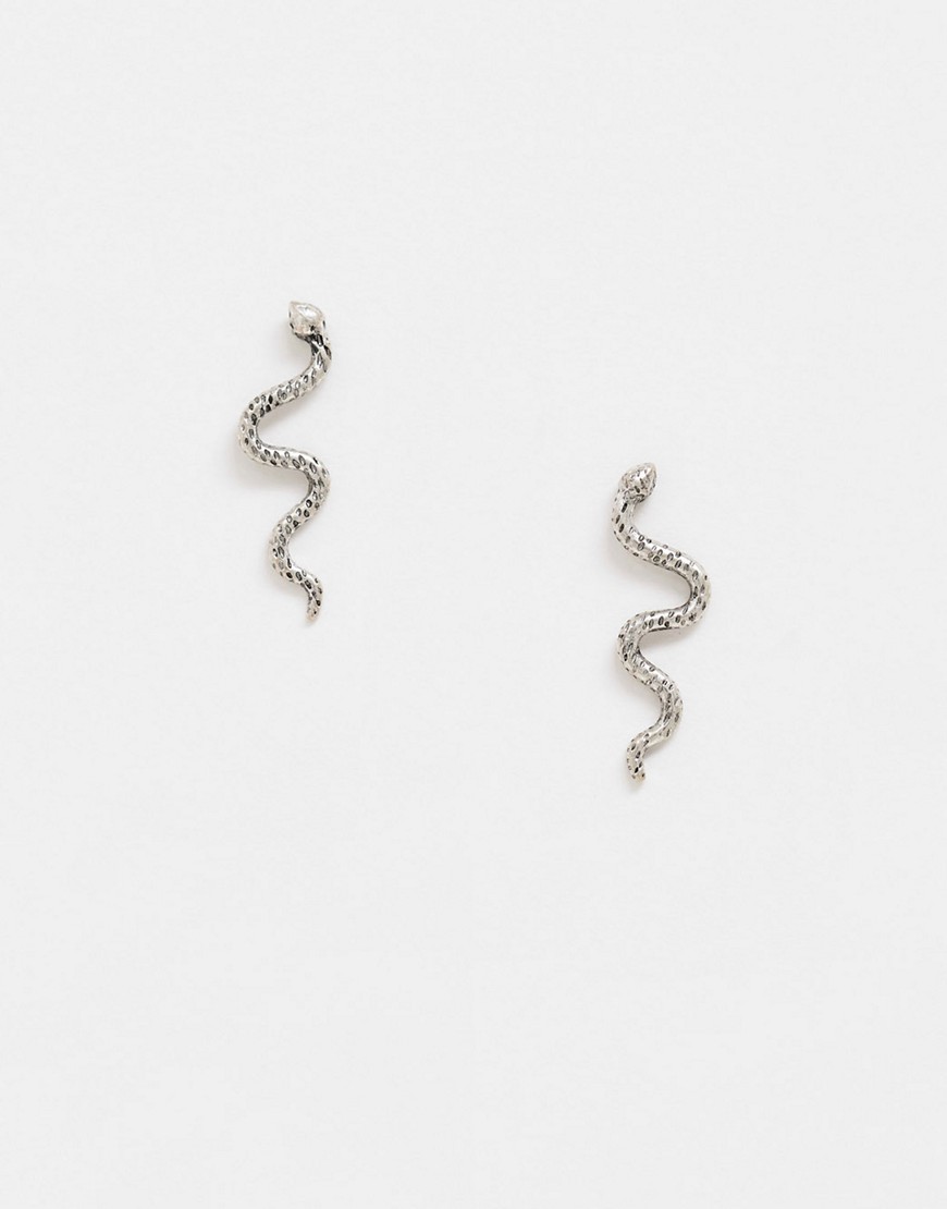 фото Серебристые серьги-кольца со змеями asos design-серебряный