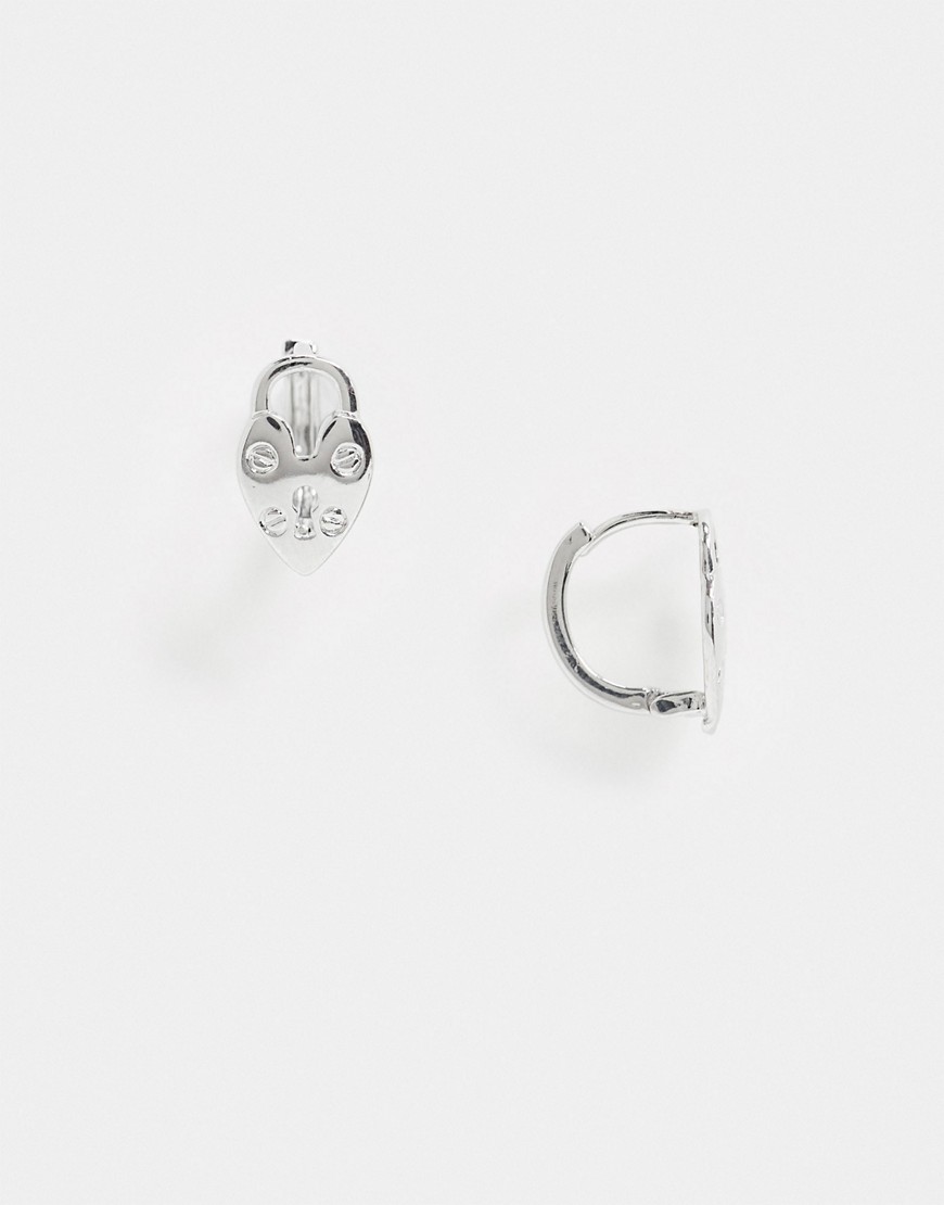 фото Серебристые серьги-кольца в форме сердечка asos design-серебряный