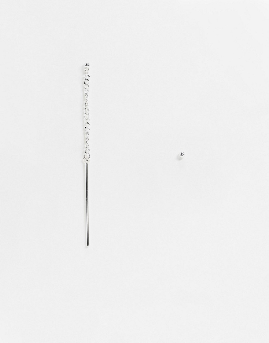 фото Серебристые серьги с заклепками и цепочкой asos design-серебряный