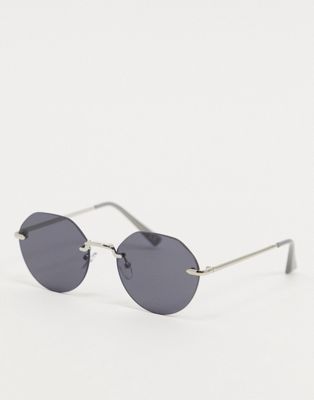 фото Серебристые солнцезащитные очки без оправы с дымчатыми стеклами asos design-серебряный