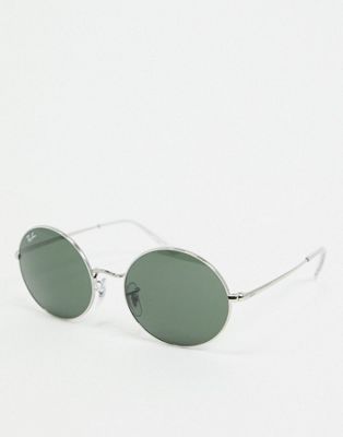 фото Серебристые солнцезащитные очки в овальной оправе ray-ban-серебряный