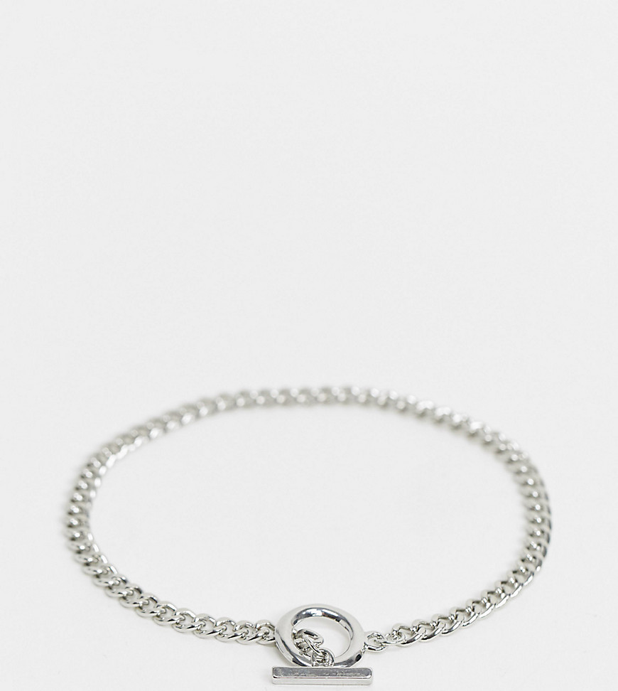 фото Серебристый браслет-цепочка на ногу с t-образной застежкой designb london curve-серебряный
