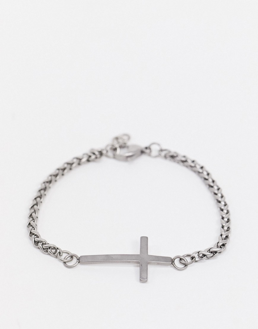 фото Серебристый браслет-цепочка с крестом seven london-серебряный