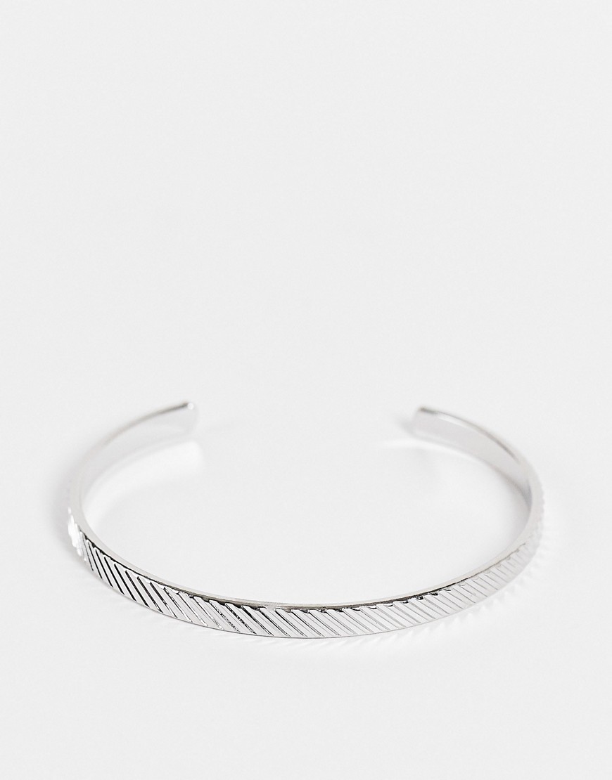 фото Серебристый фактурный браслет asos design-серебряный