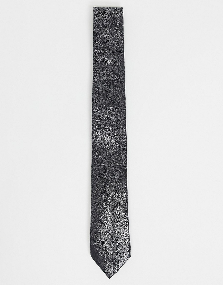 фото Серебристый галстук из материала металлик с эффектом потертости twisted tailor