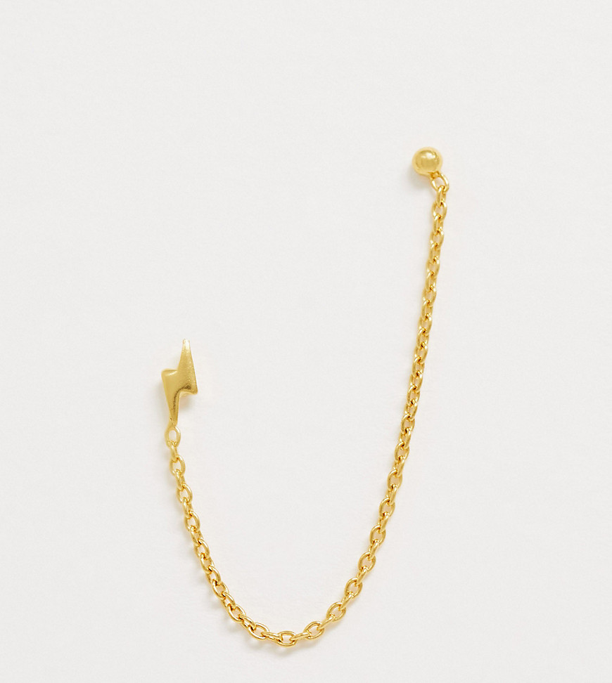 фото Серебряная позолоченная серьга с цепочкой asos design-золотой