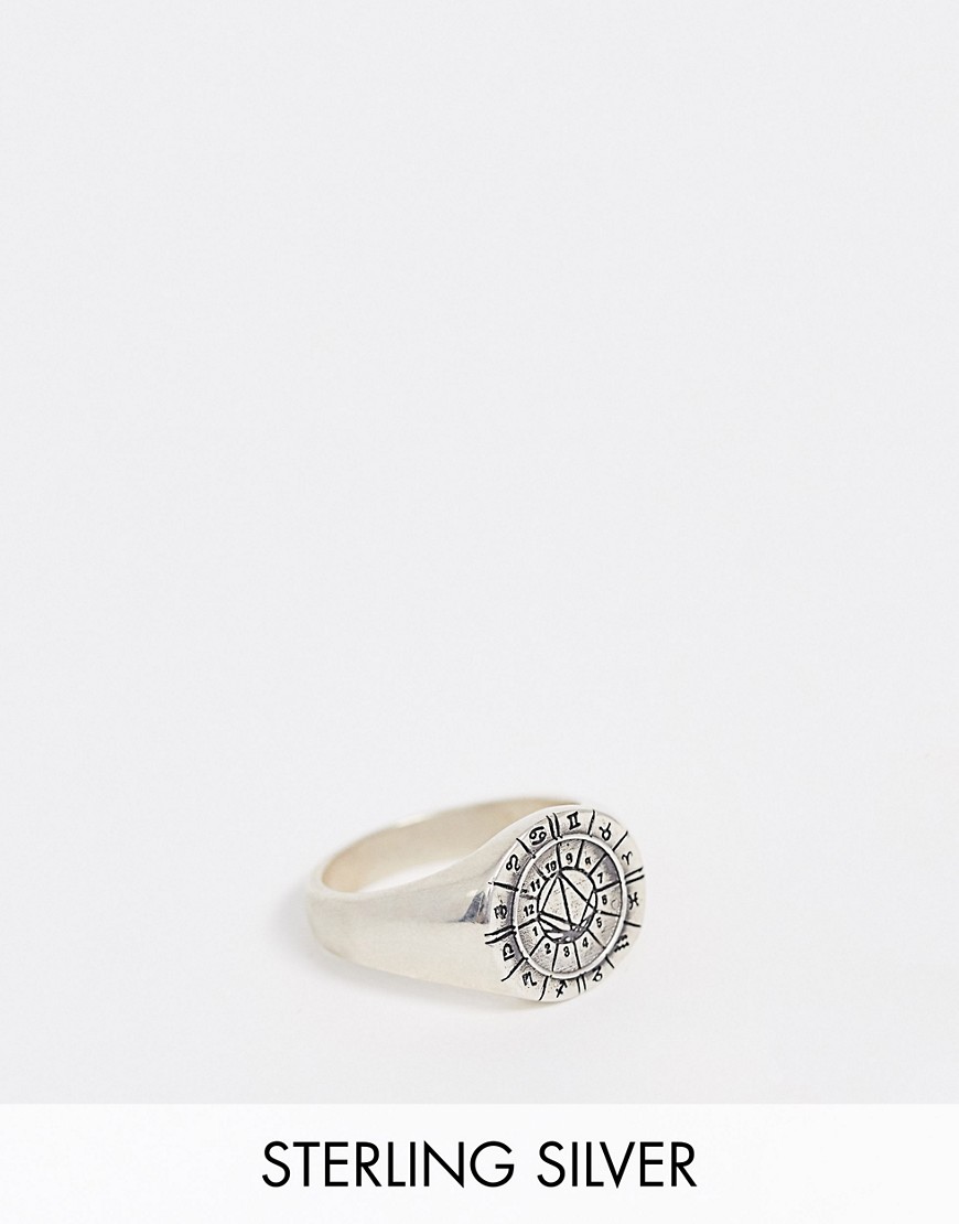 фото Серебряное кольцо-печатка со знаками зодиака serge denimes-серебряный