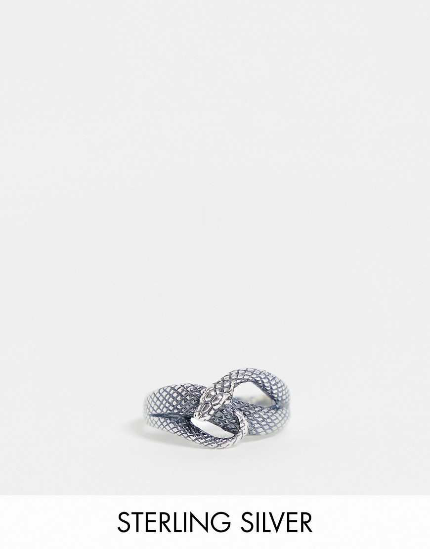 фото Серебряное кольцо с дизайном в виде обвивающейся вокруг пальца змеи серебристого цвета asos design-серебристый