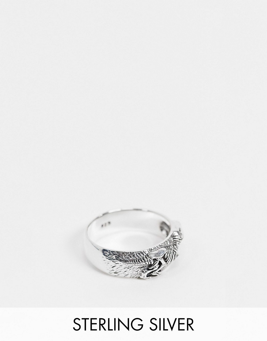 фото Серебряное кольцо с отделкой в виде динозавра asos design-серебряный