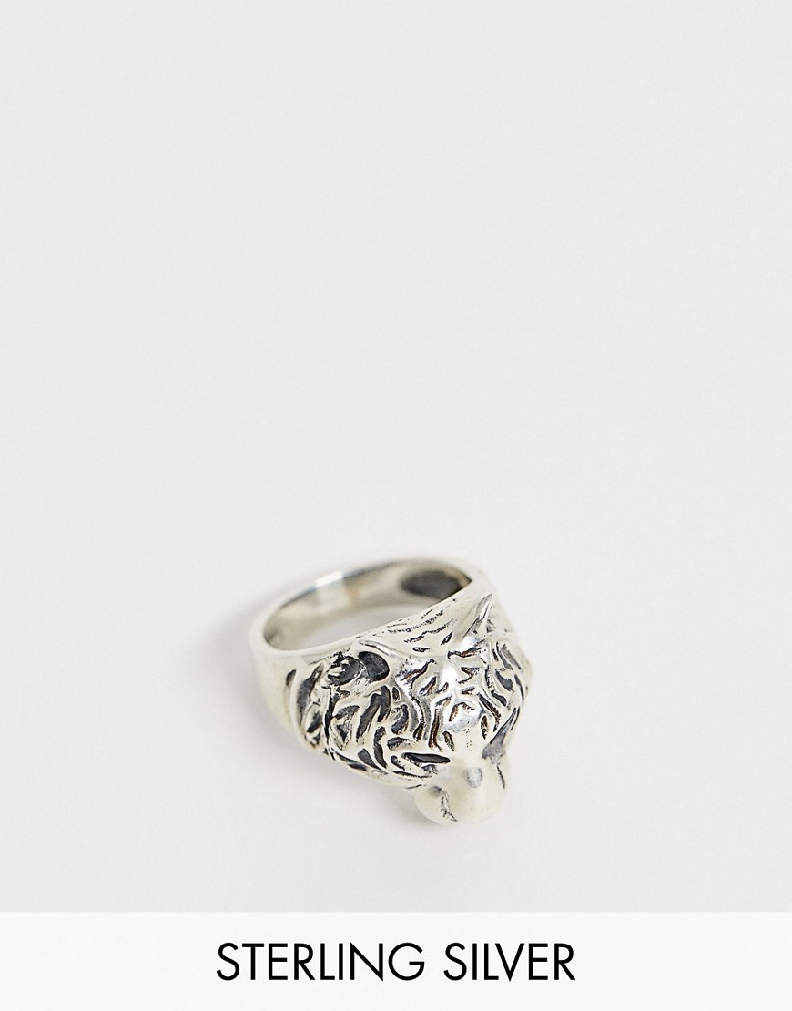 фото Серебряное кольцо с отделкой в виде тигра serge denimes-серебряный