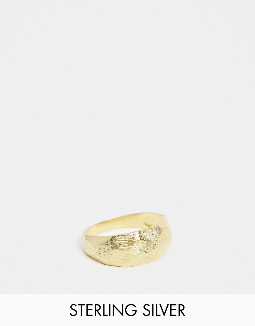 фото Серебряное кольцо с позолотой 14 карат asos design