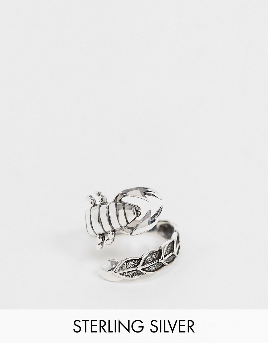 фото Серебряное кольцо со скорпионом asos design-серебряный