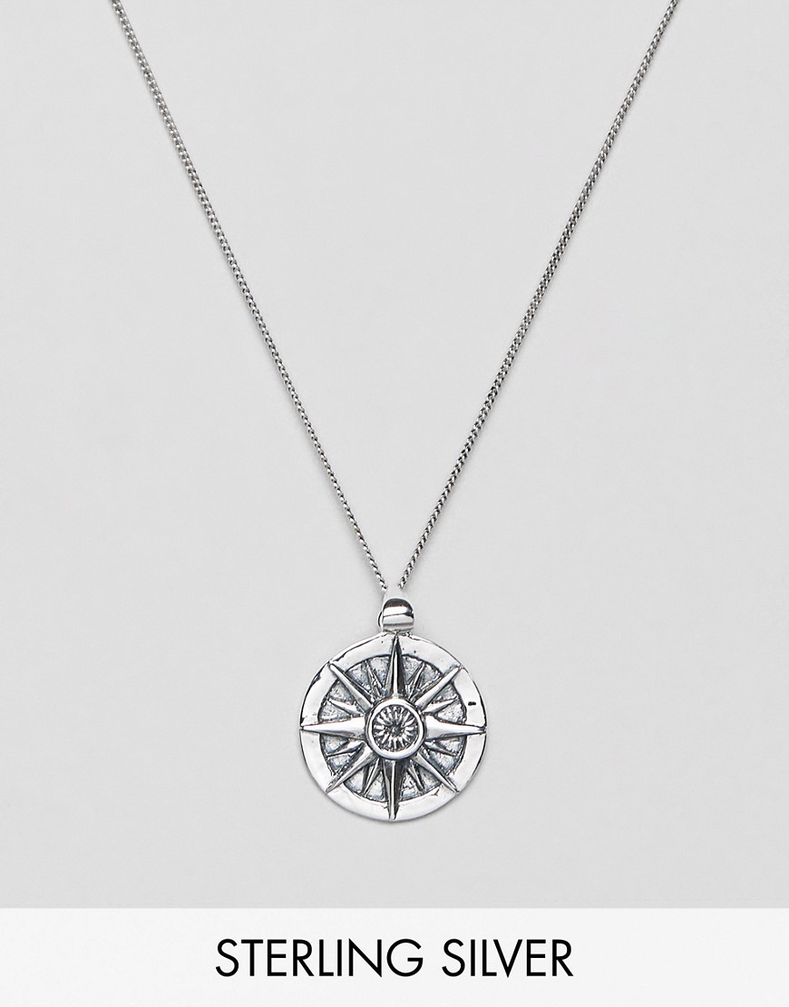 фото Серебряное ожерелье с подвеской-компасом asos design-серебряный