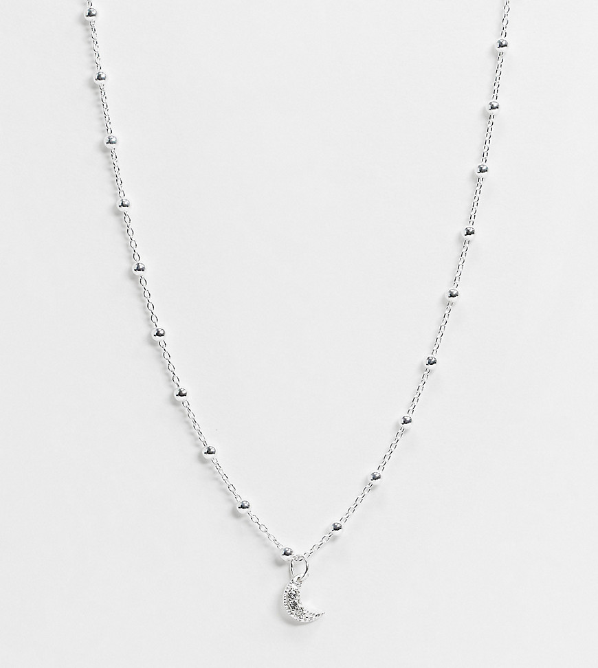 фото Серебряное ожерелье-цепочка с шариками и подвеской-полумесяцем kingsley ryan-серебряный