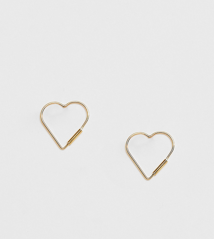 фото Серебряные позолоченные серьги-кольца в форме сердечек asos design-золотой