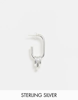 Серебряные серьги-кольца ASOS DESIGN-Серебряный