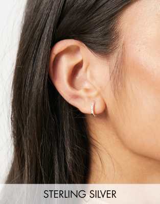  Серебряные серьги-кольца с искусственными камнями ASOS DESIGN-Серебристый