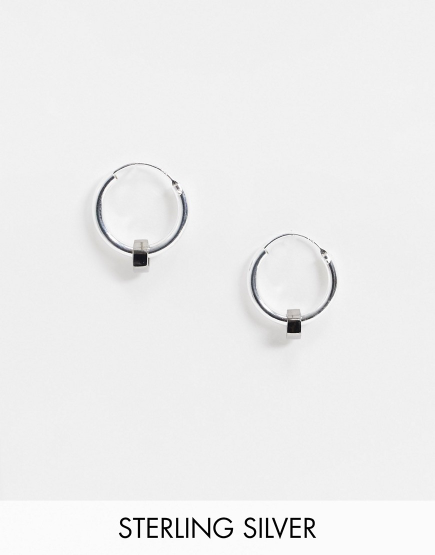 фото Серебряные серьги-кольца с контрастными гайками asos design-серебряный
