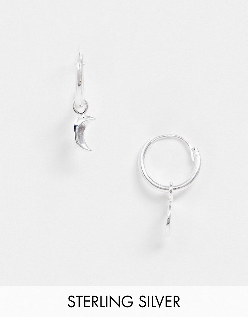фото Серебряные серьги-кольца с подвесками в виде луны asos design-серебряный