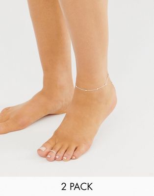 фото Серебряный набор из 2 предметов (браслет и кольцо на ногу) asos design