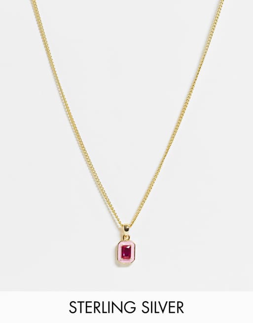 Serge DeNimes - Collana a catenina in argento sterling placcato oro con gemma