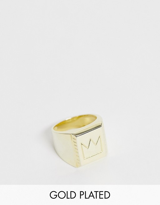 Serge DeNimes gold plated crown ring in sterling silver
