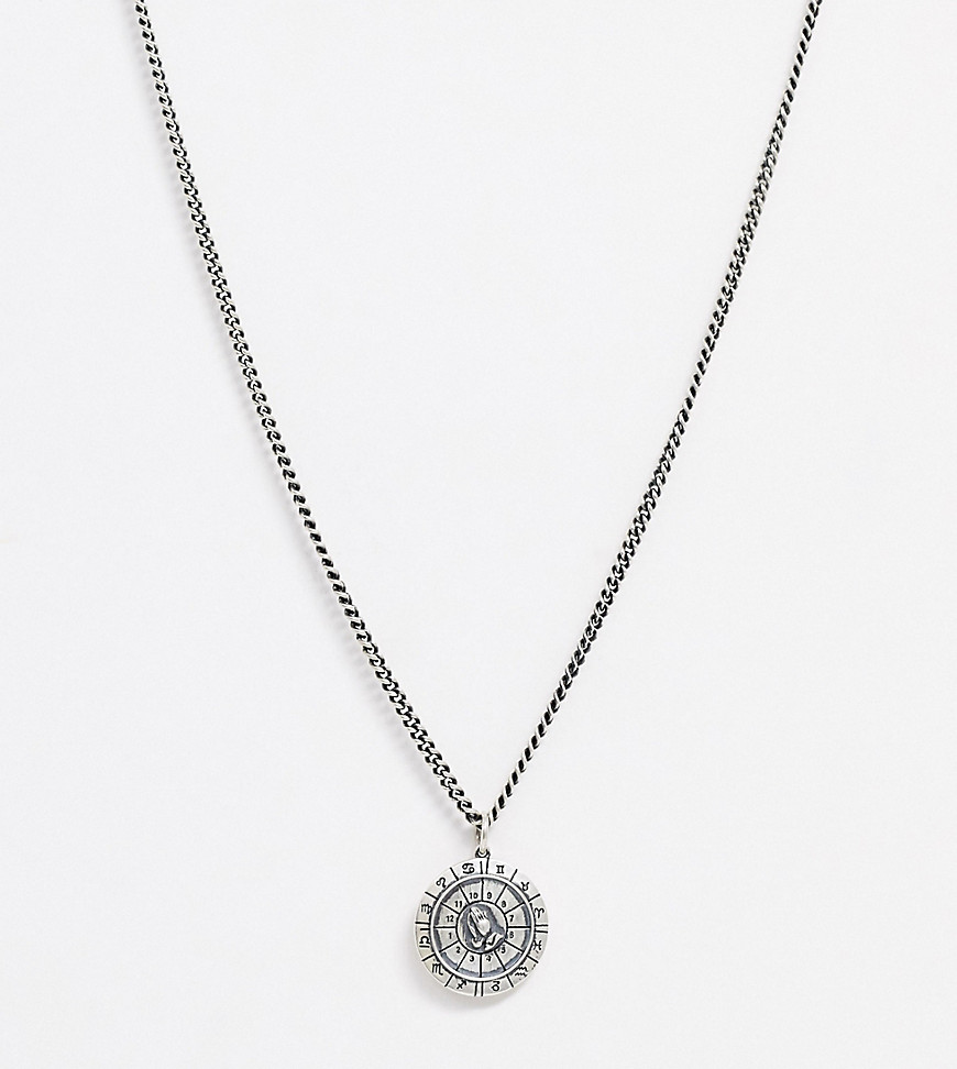 Serge DeNimes neck chain with zodiac dial pendant in silver
