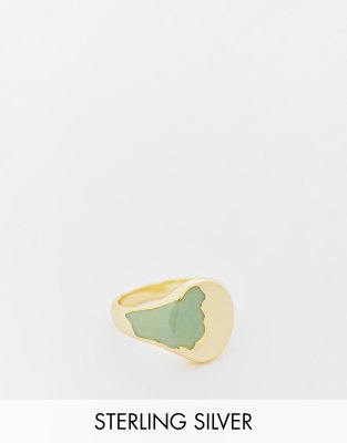 Serge DeNimes overflow signet ring in gold plated sterling silver - ASOS Price Checker