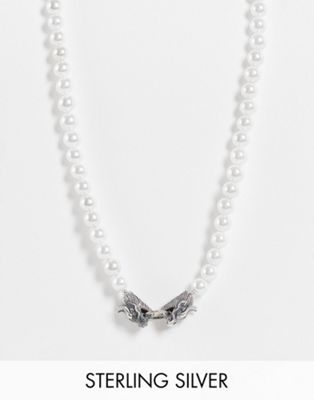 Serge DeNimes pearl dragon necklace in sterling silver