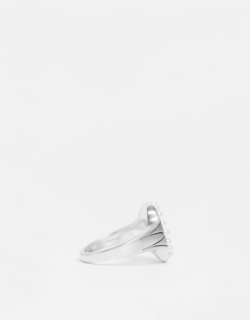 Serge DeNimes – Ring aus Sterlingsilber mit Gravur und Perlendetail, 3 von 4