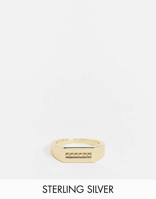 Jewellery Serge DeNimes signet ring in gold with rectangular design 