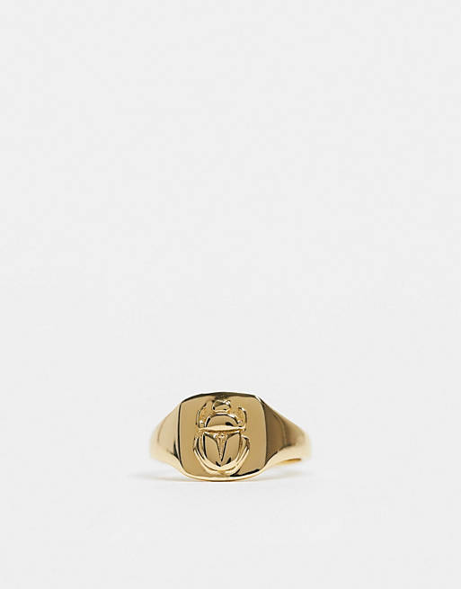 Jewellery Serge DeNimes signet ring in gold with scarab engraving 