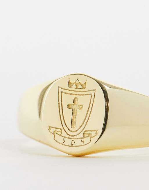 Serge DeNimes - Signetring i forgyldt sterlingsølv med våbenskjold, 3 af 4