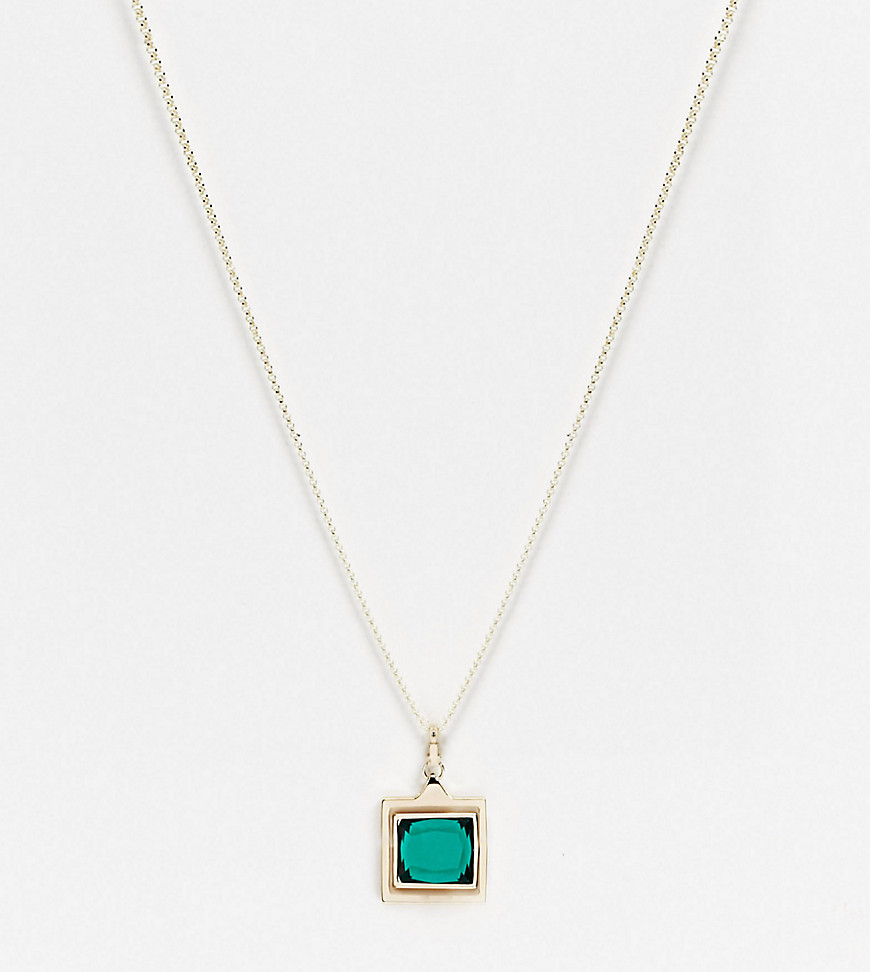 Serge DeNimes sterling silver gold plated neckchain with spinning stone and slogan square pendant