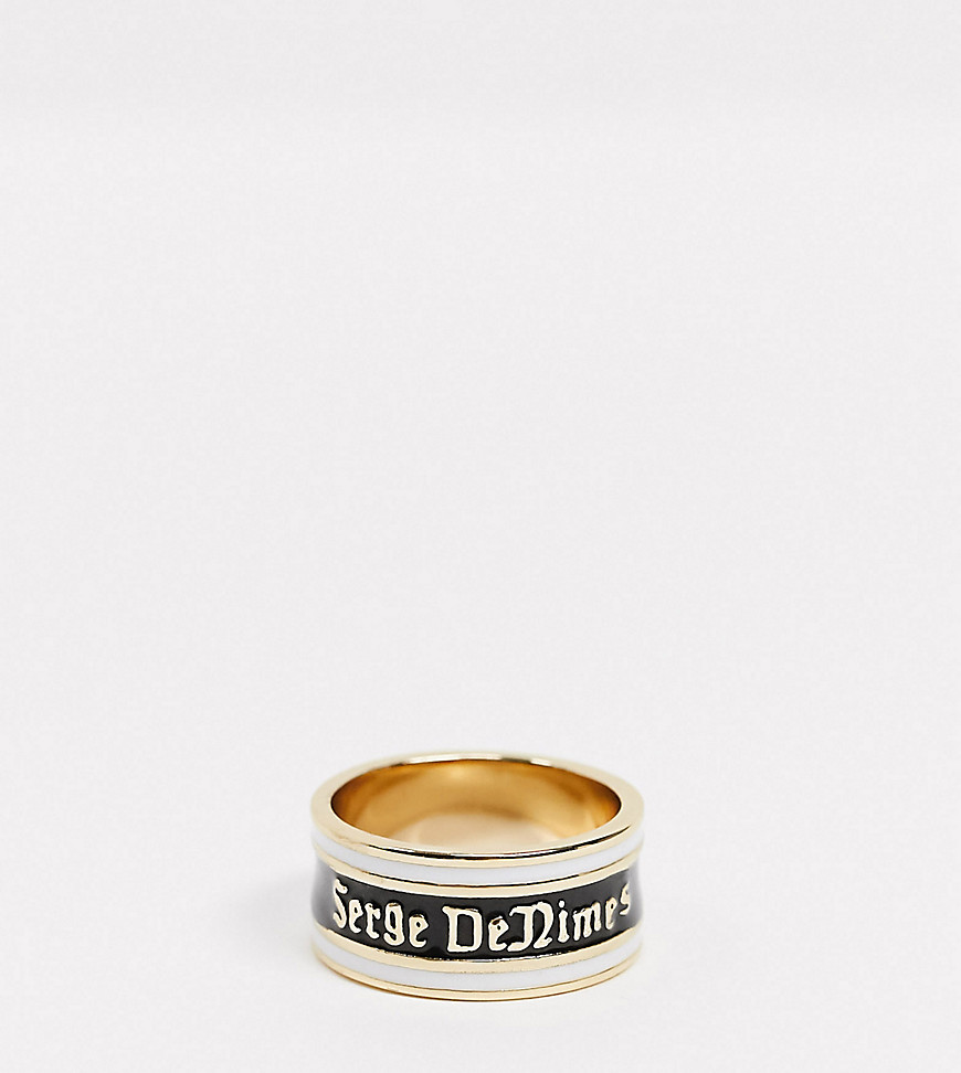 Serge DeNimes sterling silver gold plated ring with enamel and logo-Multi