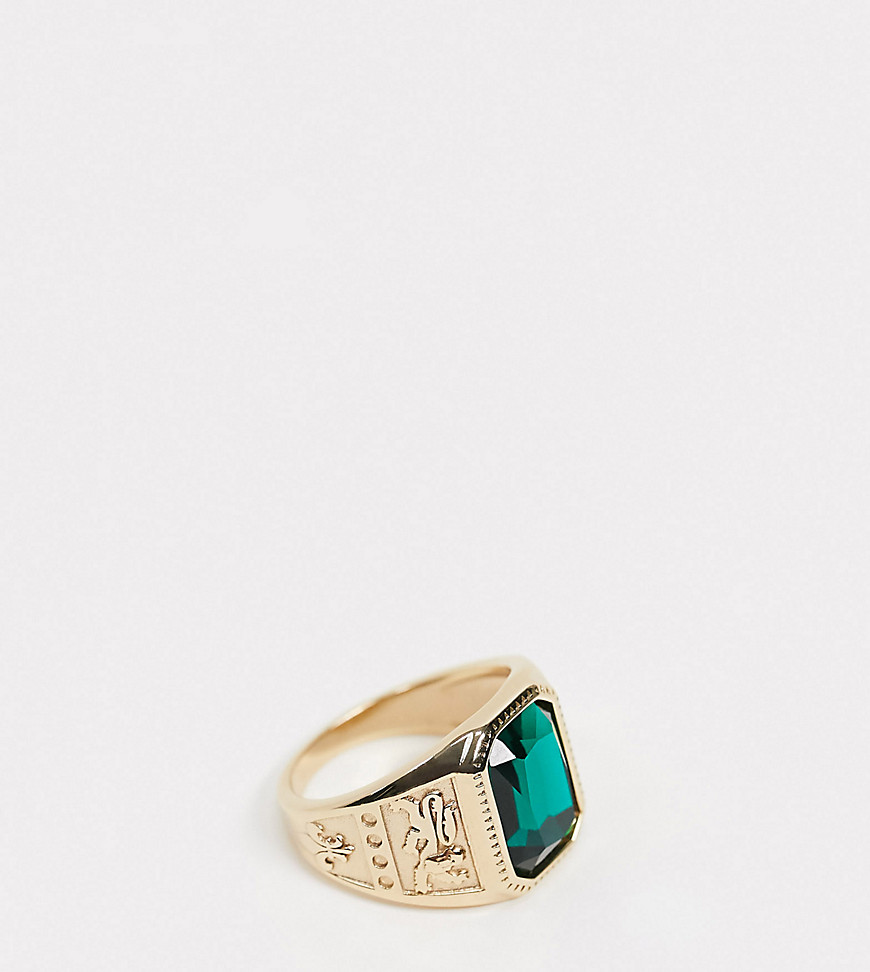 Serge DeNimes sterling silver gold plated souvenir ring with green stone