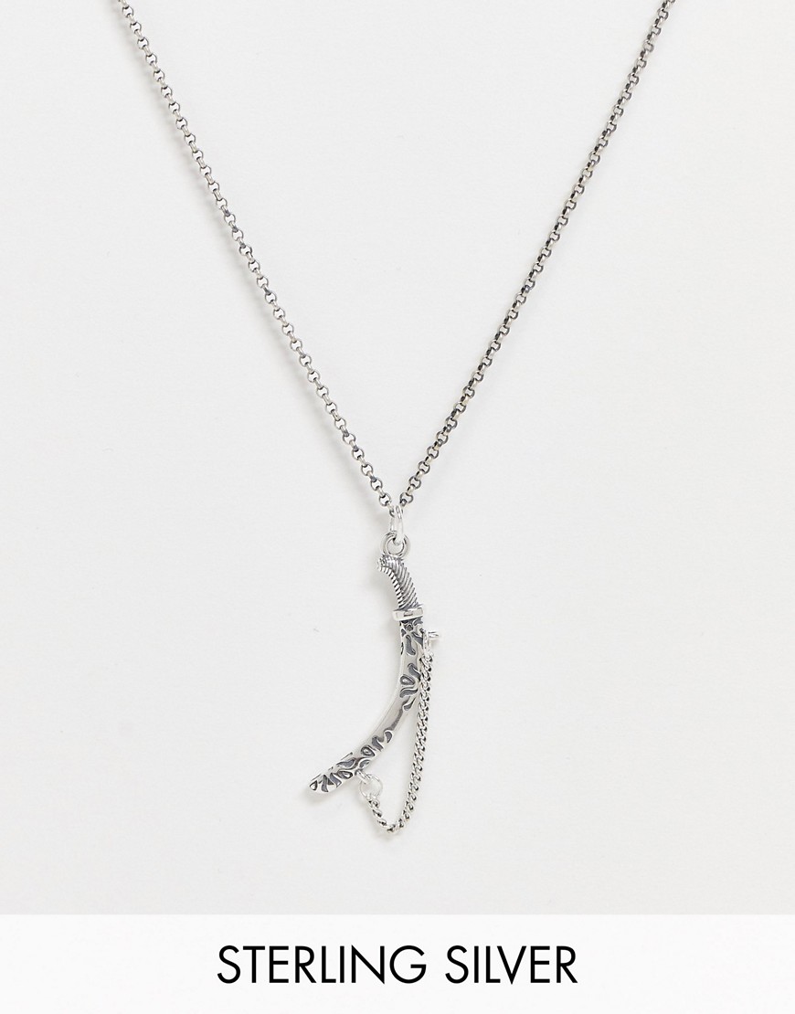 Serge DeNimes sterling silver necklace with katana pendant